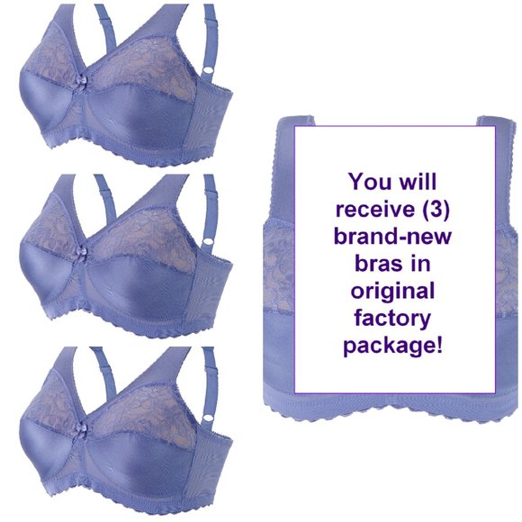 Set of 3! 40C Glamorise MAGIC LIFT Full Figure Bra (COMFORT-STRAPS) Blue-Ice - Picture 1 of 15